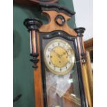 Vienna regulator wall clock, decorative case. Estimate £30-40.