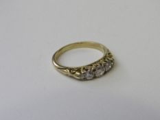 18ct gold (tested), 5 diamond set ring, size J 1/2 weight 3.4gms. Estimate £450-500.
