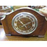Art Deco style oak cased mantel clock.