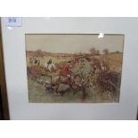 2 framed & glazed watercolours of hunting scenes, signed R H Buxton