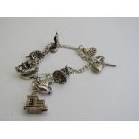 925 hallmarked antique silver bracelet & some antique metal charms (some marked) weight 0.6ozt.