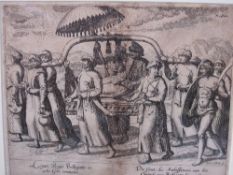 16th century copper engraving (in a mount but not framed). Scene of life in the East Indies.