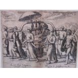 16th century copper engraving (in a mount but not framed). Scene of life in the East Indies.