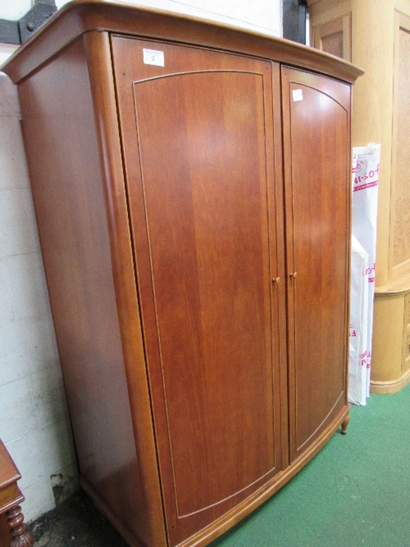 Cherry wood double wardrobe by Willis & Gambier, 140cms x 66cms x 197cms. Estimate £30-50 - Image 2 of 2