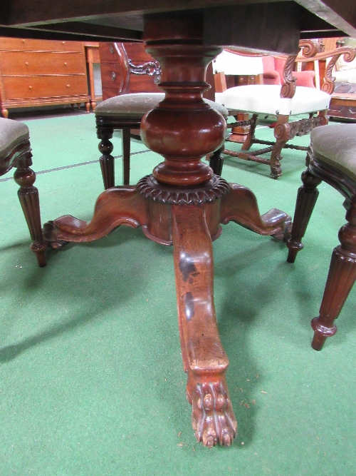 Victorian mahogany circular tilt-top table on heavy turned column to 3 shaped feet to casters, - Image 2 of 7