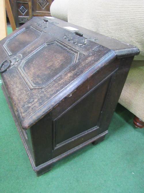 Oak log box & a brass mounted desk blotter, 64cms x 38cms x 46cms. Estimate £30-50 - Image 3 of 4