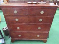 Mahogany 2 over 3 graduated chest of drawers, 104cms x 49cms x 108cms. Estimate £80-100