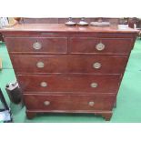 Mahogany 2 over 3 graduated chest of drawers, 104cms x 49cms x 108cms. Estimate £80-100