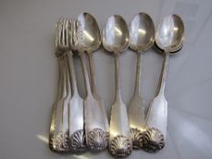 6 Danish silver hallmarked table spoons & forks, weight of forks 11oz & spoons 10.7oz. Total