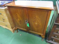 Mahogany inlaid drinks cabinet, with rising lid, 87cms x 42cms x 87cms. Estimate £20-40