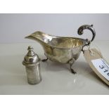 Silver hallmarked cream jug, Birmingham 1930, 3.3oz & a silver bottle top rim & silver stopper.