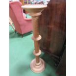 Turned beech torchere, height 98cms. Estimate £20-30