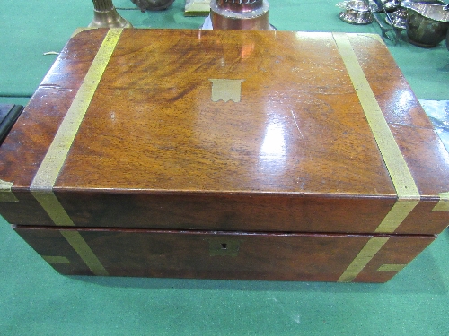 Brass bound mahogany writing slope & a mahogany box of 12 place settings of ornately handled - Image 4 of 4