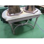 French style occasional table with shaped top & curved X stretcher, 120cms x 76cms x 74cms. Estimate