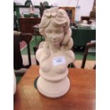 Reconstituted stone bust of a young lady, height 42cms. Estimate £30-40