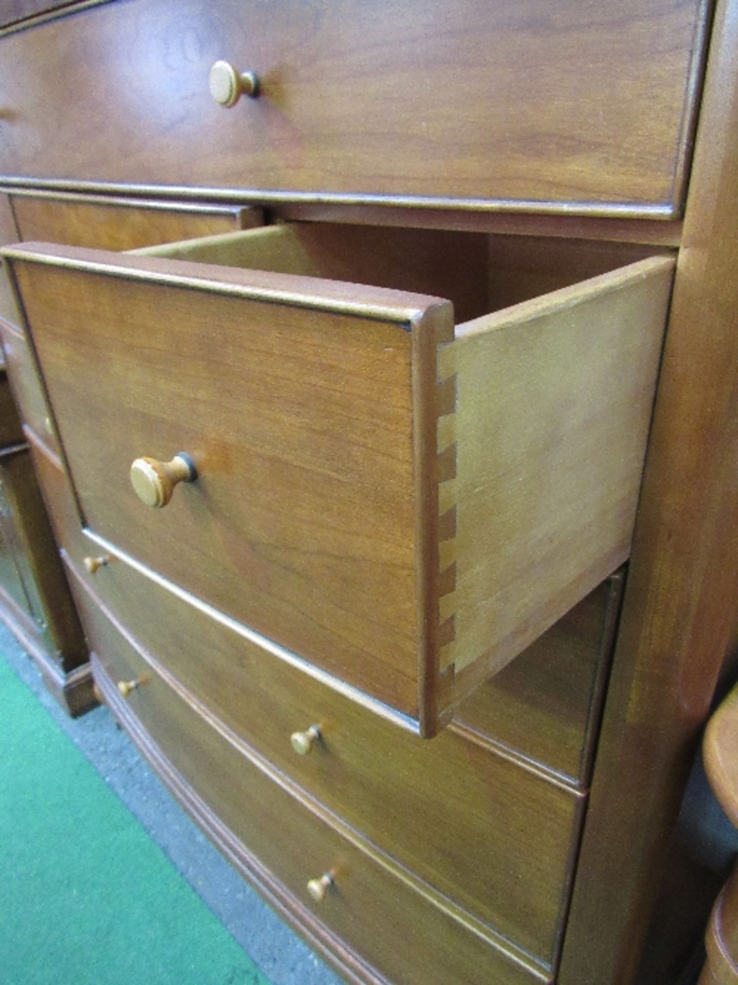 Cherry wood bow front chest of 7 graduated drawers by Willis & Gambier, 120cms x 54cms x 116cms. - Image 2 of 3