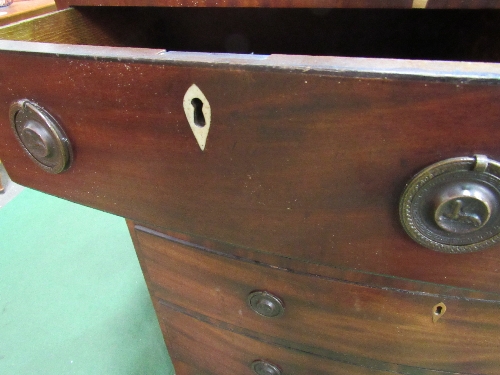 Victorian mahogany bow front chest of 2 over 3 graduated drawers, 110cms x 58cms x 106cms. - Image 4 of 4