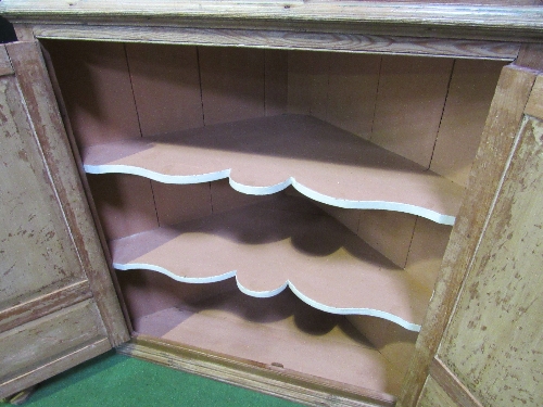 Late 18th century pine corner cupboard with shaped fronted shelves, 105cms x 59cms x 183cms. - Image 3 of 3