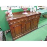 Mahogany sideboard with 2 frieze drawers over 3 door cupboard, 146cms x 48cms x 96cms. Estimate £