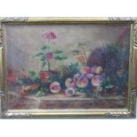 19th century continental (probably Dutch School) gilt framed oil on canvas still life of peaches