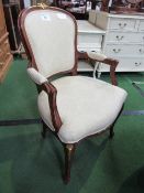 2 French-style upholstered open armchairs. Estimate £20-30