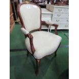 2 French-style upholstered open armchairs. Estimate £20-30