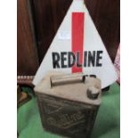 Redline Super Sealed enamel sign & vintage Redline petrol can. Estimate £80-120