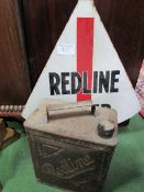 Redline Super Sealed enamel sign & vintage Redline petrol can. Estimate £80-120