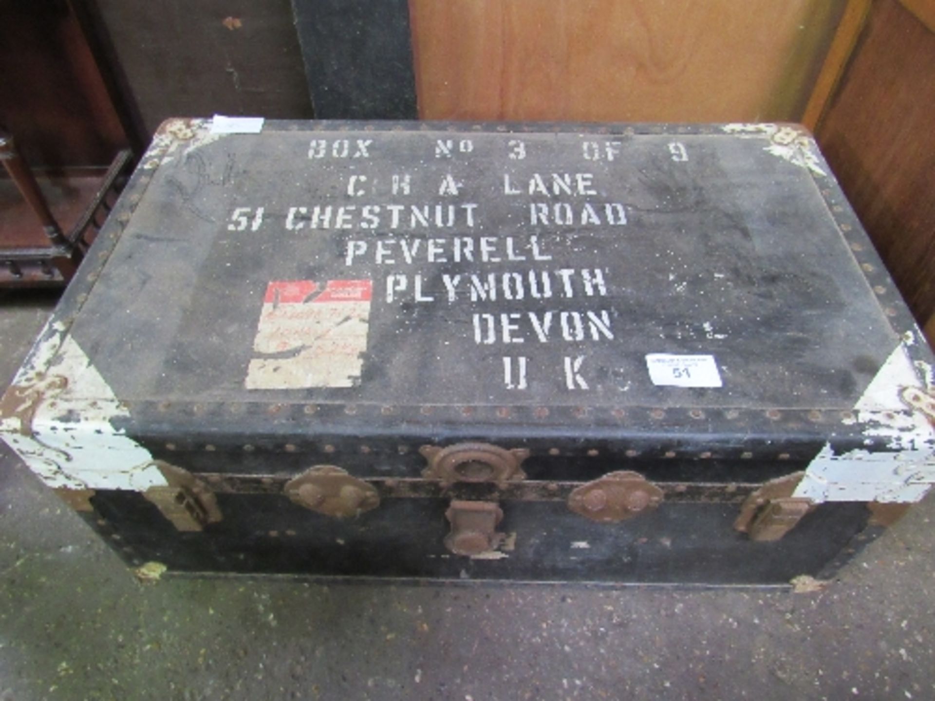 Metal bound travel trunk. Estimate £10-20 - Image 2 of 3