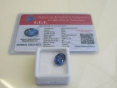 Natural oval cut tanzanite, weight 8.00 carat, with certificate. Estimate £50-70.