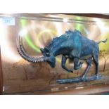 Copper 3D plaque of an Wildebeest in wooden frame. Estimate £20-30