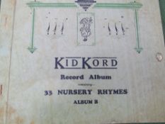 78rpm children's records: Kid Kord record album of Nursery Rhymes, 4 double sided 8inch picture disc