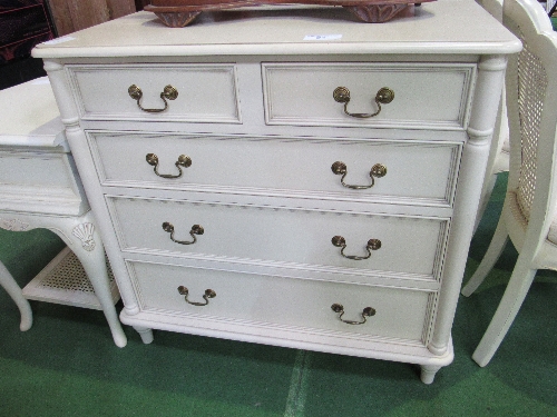 Cream coloured chest of 2 over 3 drawers by Laura Ashley, 90cms x 48cms x 87cms. Estimate £50-60