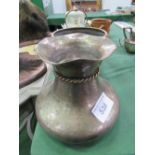 Brass vase, brass bowl & brass kettle. Estimate £10-20