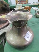 Brass vase, brass bowl & brass kettle. Estimate £10-20