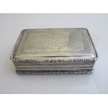 Silver hallmarked box, Birmingham 1938. Inscribed on lid, ‘Presented to James Mimmo