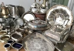 Large collection of silver plated ware & pewter. Estimate £20-30