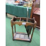 Oak umbrella stand with 3 sections & an umbrella. Estimate £10-20