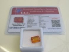 Natural emerald cut loose sapphire, weight 5.65 carat, with certificate. Estimate £50-70.