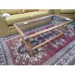 Bamboo framed coffee table with glass top & shelf beneath, 105cms x 51cms x 46cms. Estimate £20-30