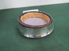 Unusual Victorian hallmarked silver wine bottle coaster, velvet & silk lined. Estimate £40-50