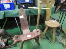 2x 3-legged stools & a washing dolly. Estimate £20-30