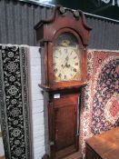 Long case clock, second hand, date aperture, with a rural scene by Edward Poulson of Newtown,