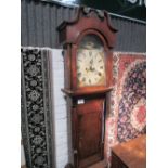 Long case clock, second hand, date aperture, with a rural scene by Edward Poulson of Newtown,