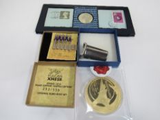 First Day Cover stamps & medal featuring Concorde plus large gold coloured medal of last flight plus