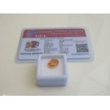 Natural oval cut orange sapphire, weight 5.05 carat, with certificate. Estimate £50-70