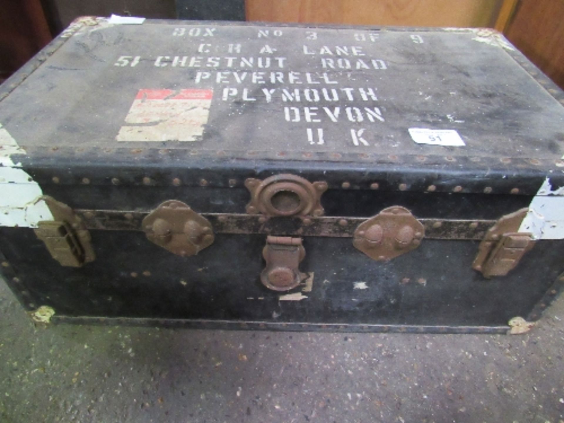 Metal bound travel trunk. Estimate £10-20 - Image 3 of 3