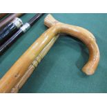 Turned oak walking stick with Derby handle & bentwood stick. Estimate £10-15