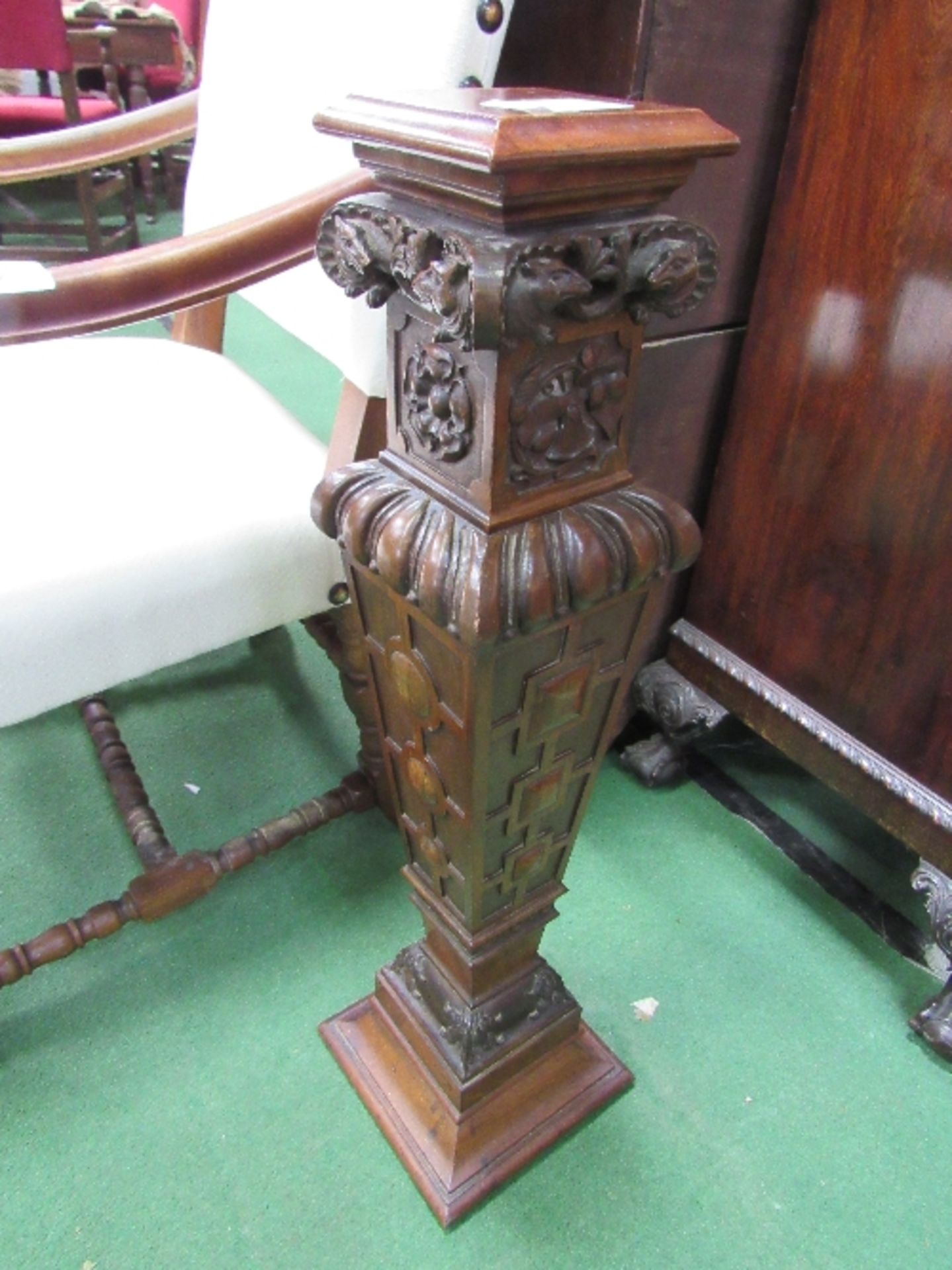 Carved mahogany torchere, height 81cms. Estimate £40-60 - Image 2 of 4