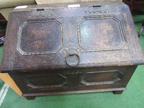 Oak log box & a brass mounted desk blotter, 64cms x 38cms x 46cms. Estimate £30-50 - Image 2 of 4